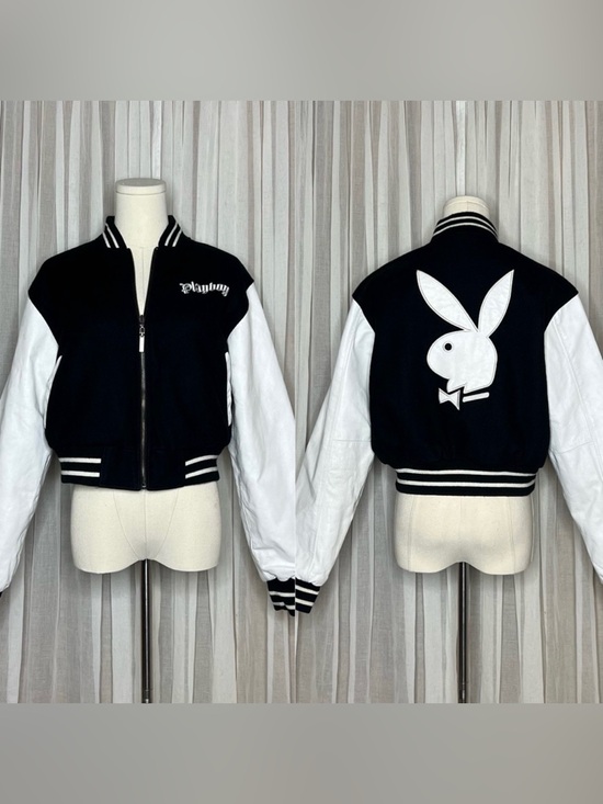 PLAYBOY Jackets & Blazers - Y2K Playboy Black & White Reversible Varsity Jacket